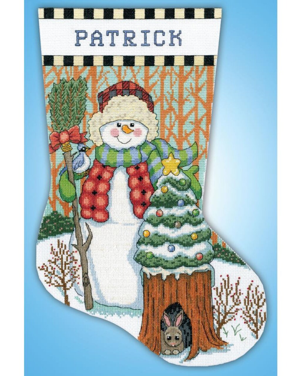 DIY Design Works Woodland Snowman Christmas Counted Cross Stitch Stocking Kit